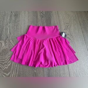 ExoticAthletica Net High Waisted Ruffle Skort in Magenta Size Large